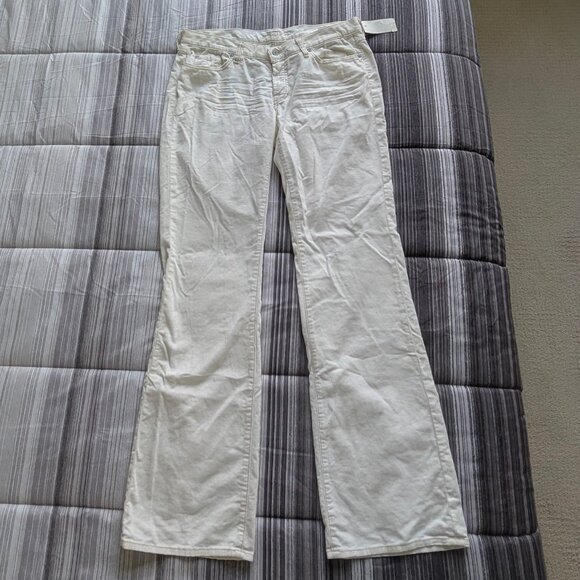 7 For All Mankind Corduroy Bootcut Jeans 31 x 34 pants stretch jeans off white - Picture 1 of 13